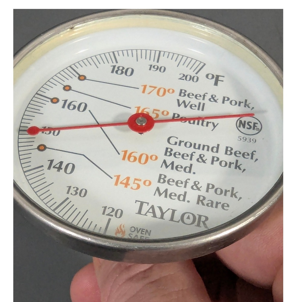 Vintage Taylor 5939 Meat Thermometer Stainless Steel Analog Oven Safe NSF 5 Inch